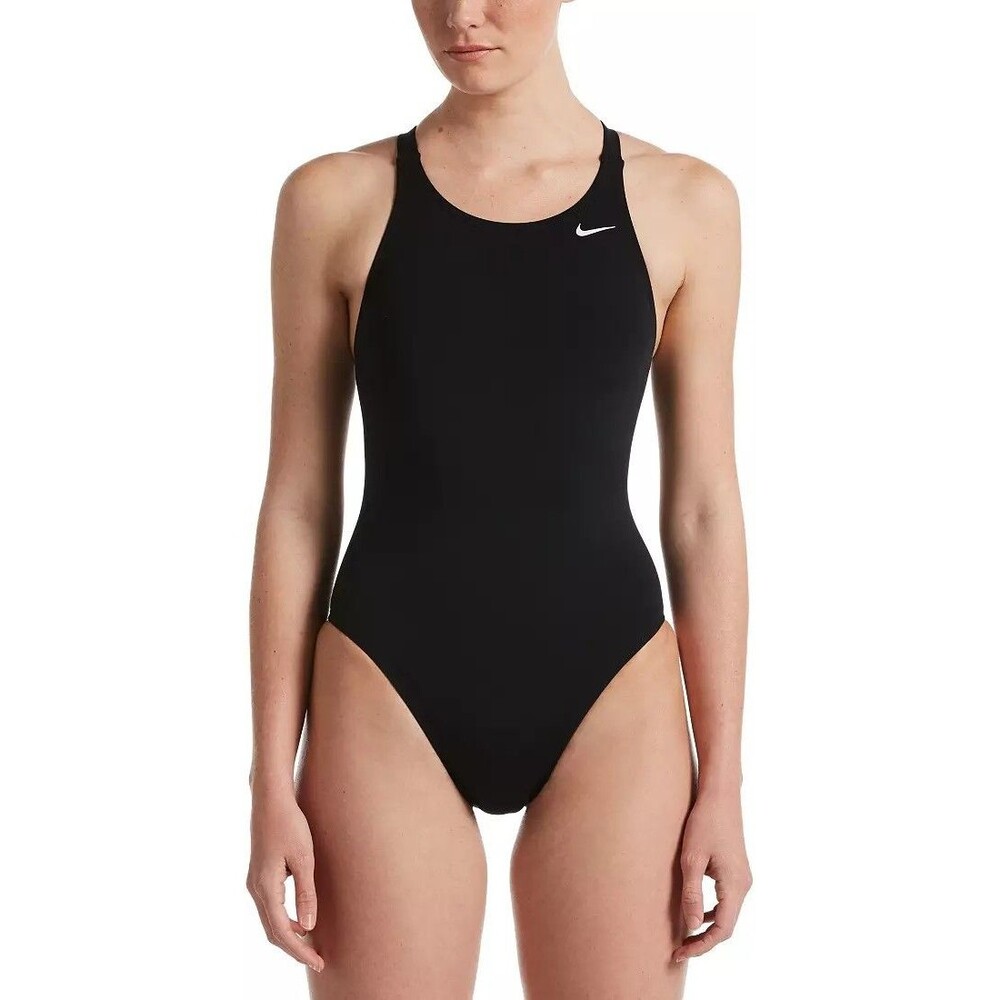 Nike Women's Swim HydraStrong Solid Black Essential Fastback 1 Piece Sz 40